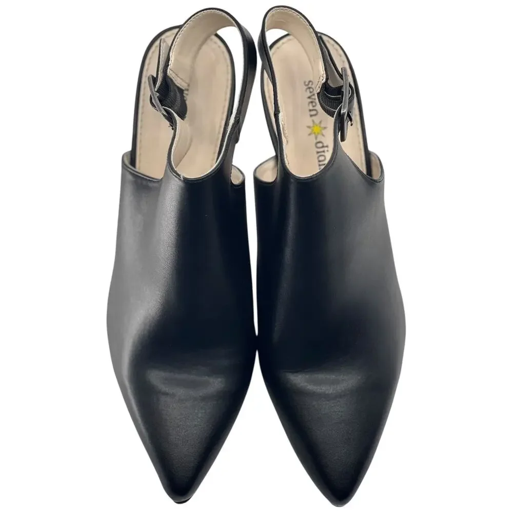 Seven Dials Sherly Black Pointed Toe Slingback Bootie Heels Women’s 7.5
